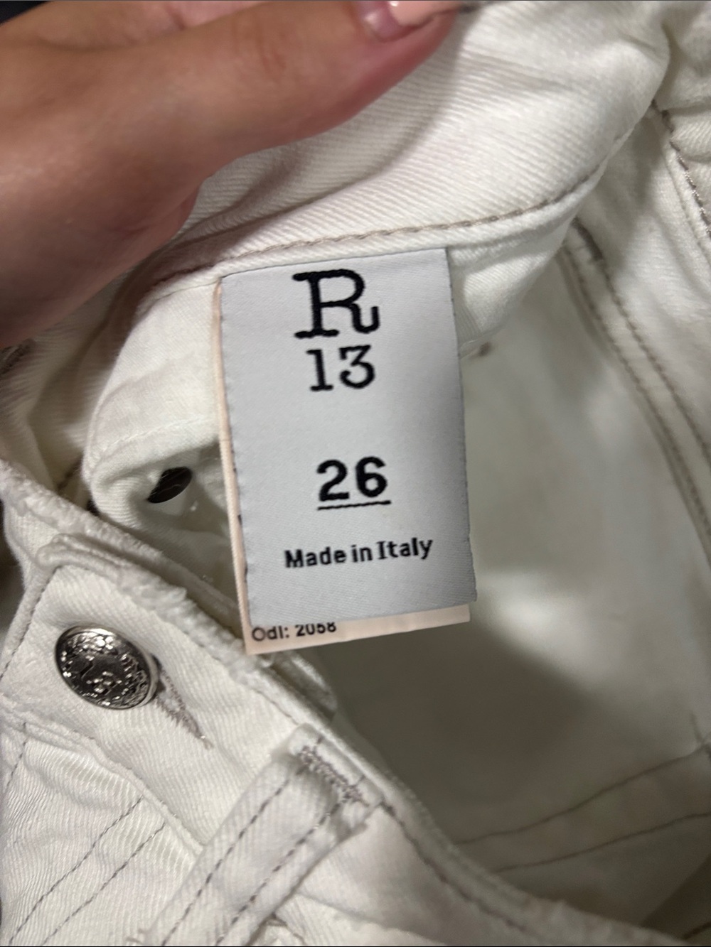 R13 Boy Straight Leg Mid rise Ankle Jeans in Bale White SZ 26 Made in Italy - Picture 7 of 9